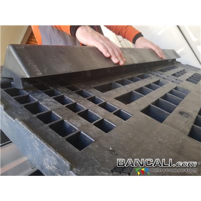 Cunei Cuneo Dentellato 1110 mm. con 10 incastri Asimmetrici per Fermare le Bobine o Cilindri sui bancali di Legno o Plastica per Logistic 80x120 S2 Peso Tara 1500 gr.