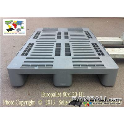 EuroPallet H1 Igienico Haccp 800x1200 h.160 mm Plastiche Vergini per Alimenti Colore Grigio Strutturale con 3 Slitte idoneo Portata su Rack Peso Tara 18 Kg